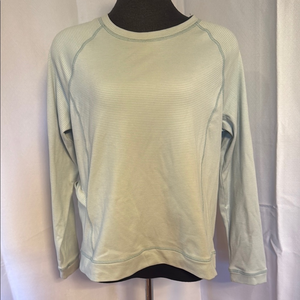 Outdoor Supply Company Ltd. Light Blue Striped Long Sleeve Athletic Top